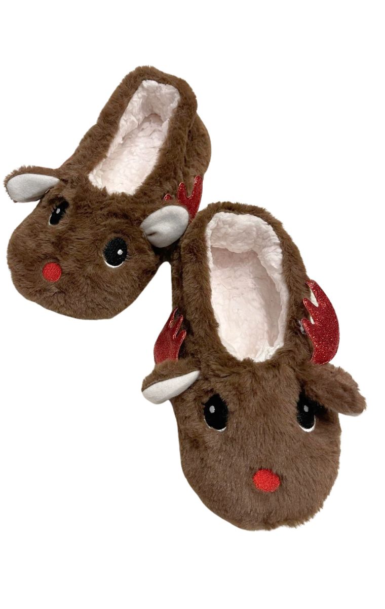 Lingerie Center Χνουδωτή Παντόφλα Bunny Christmas Kids - Καφέ - LC5052-2